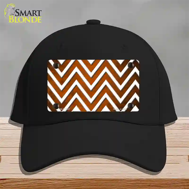 Orange White Chevron Oil Rubbed Novelty License Plate Hat Cotton / Black