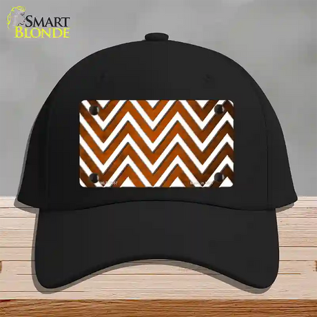 Orange White Chevron Oil Rubbed Novelty License Plate Hat Cotton / Black