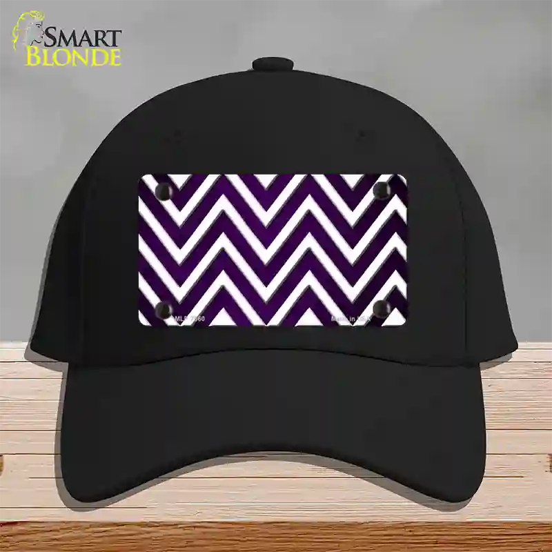 Purple White Chevron Oil Rubbed Novelty License Plate Hat Cotton / Black