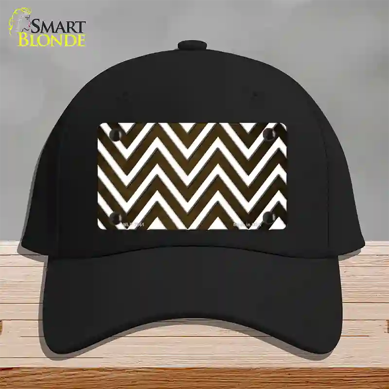 Brown White Chevron Oil Rubbed Novelty License Plate Hat Cotton / Black