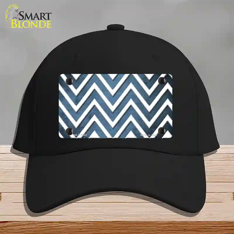 Light Blue White Chevron Oil Rubbed Novelty License Plate Hat Cotton / Black