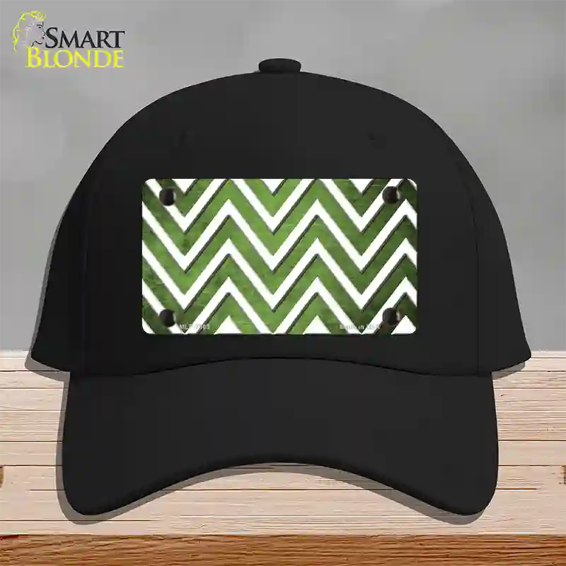 Lime Green White Chevron Oil Rubbed Novelty License Plate Hat Cotton / Black