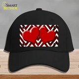 Red White Hearts Chevron Oil Rubbed Novelty License Plate Hat Cotton / Black