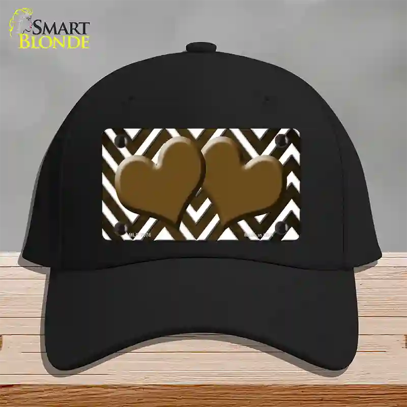 Brown White Hearts Chevron Oil Rubbed Novelty License Plate Hat Cotton / Black