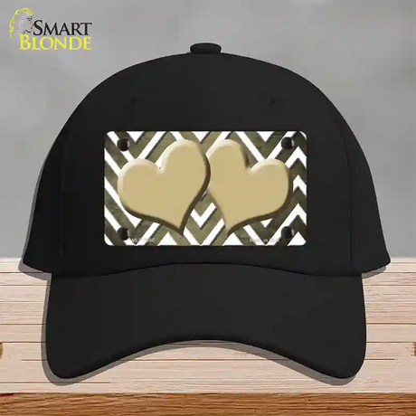 Gold White Hearts Chevron Oil Rubbed Novelty License Plate Hat Cotton / Black