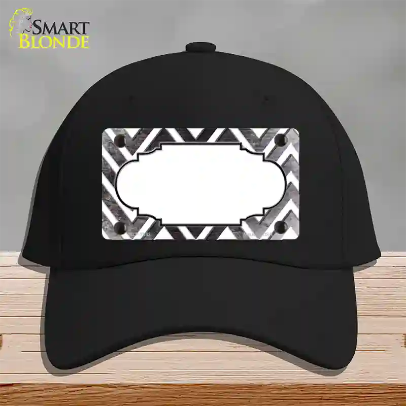 Black White Chevron Scallop Oil Rubbed Novelty License Plate Hat Cotton / Black