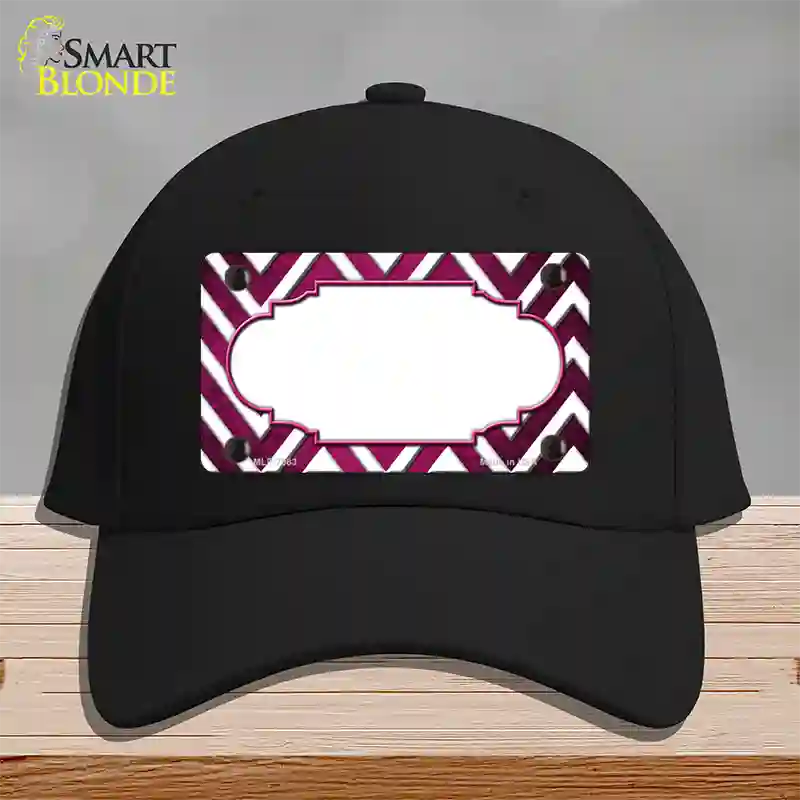 Pink White Chevron Scallop Oil Rubbed Novelty License Plate Hat Cotton / Black