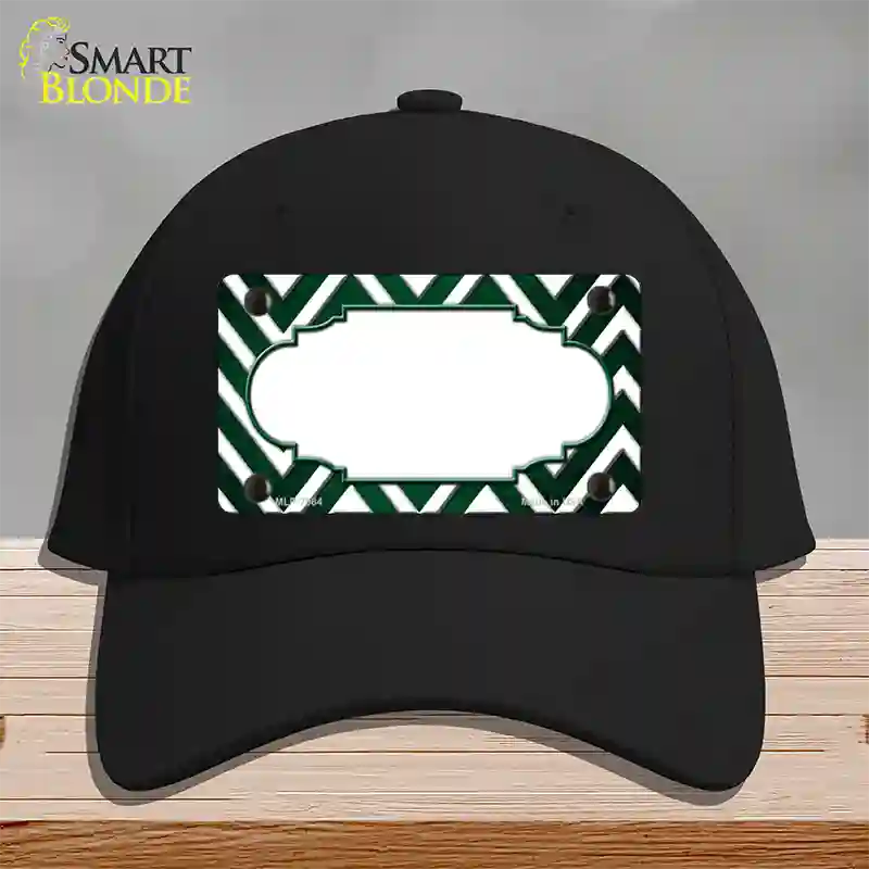 Green White Chevron Scallop Oil Rubbed Novelty License Plate Hat Cotton / Black