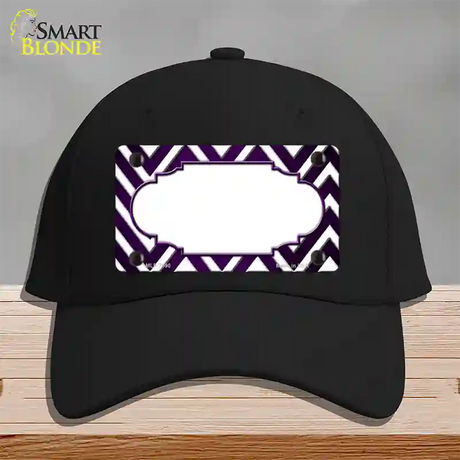 Purple White Chevron Scallop Oil Rubbed Novelty License Plate Hat Cotton / Black