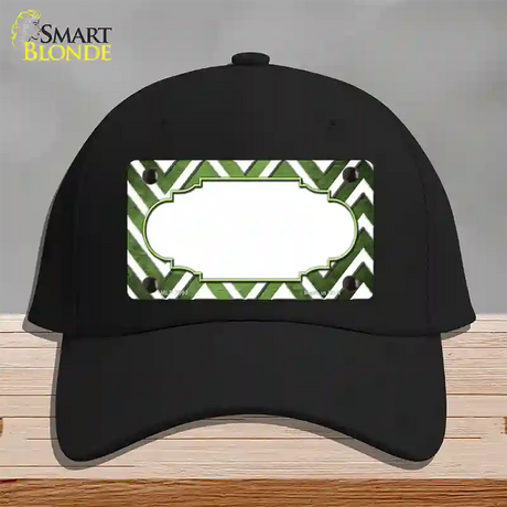 Lime Green White Chevron Scallop Oil Rubbed Novelty License Plate Hat Cotton / Black