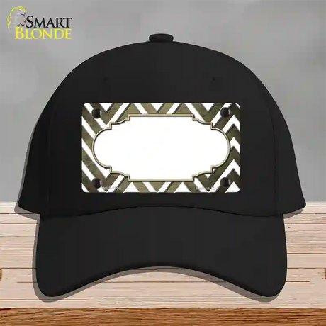 Gold White Chevron Scallop Oil Rubbed Novelty License Plate Hat Cotton / Black