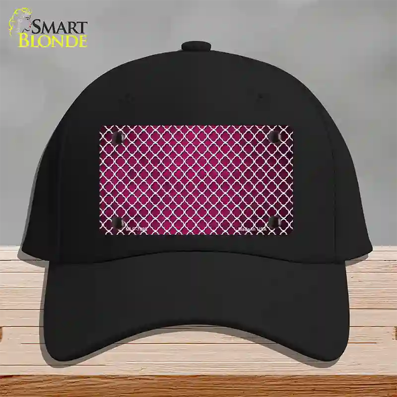 Pink White Quatrefoil Oil Rubbed Novelty License Plate Hat Cotton / Black