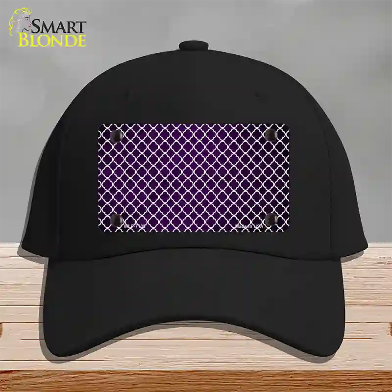 Purple White Quatrefoil Oil Rubbed Novelty License Plate Hat Cotton / Black