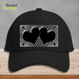 Black White Quatrefoil Hearts Oil Rubbed Novelty License Plate Hat Cotton / Black