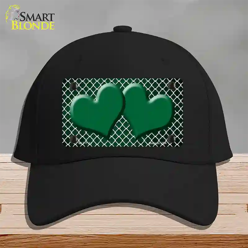 Green White Quatrefoil Hearts Oil Rubbed Novelty License Plate Hat Cotton / Black