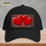 Red White Quatrefoil Hearts Oil Rubbed Novelty License Plate Hat Cotton / Black