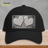 Gray White Quatrefoil Hearts Oil Rubbed Novelty License Plate Hat Cotton / Black