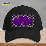 Purple White Quatrefoil Hearts Oil Rubbed Novelty License Plate Hat Cotton / Black