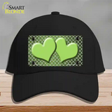 Lime Green White Quatrefoil Hearts Oil Rubbed Novelty License Plate Hat Cotton / Black