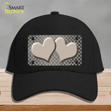 Tan White Quatrefoil Hearts Oil Rubbed Novelty License Plate Hat Cotton / Black