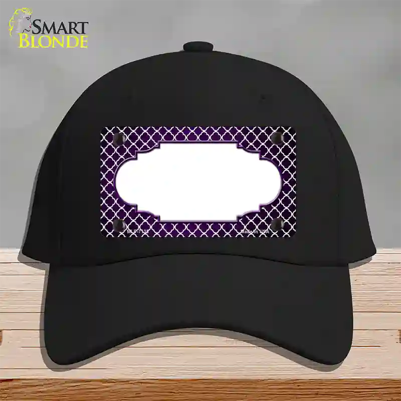 Purple White Quatrefoil Scallop Oil Rubbed Novelty License Plate Hat Cotton / Black