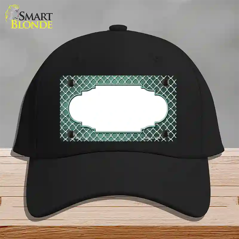 Mint White Quatrefoil Scallop Oil Rubbed Novelty License Plate Hat Cotton / Black