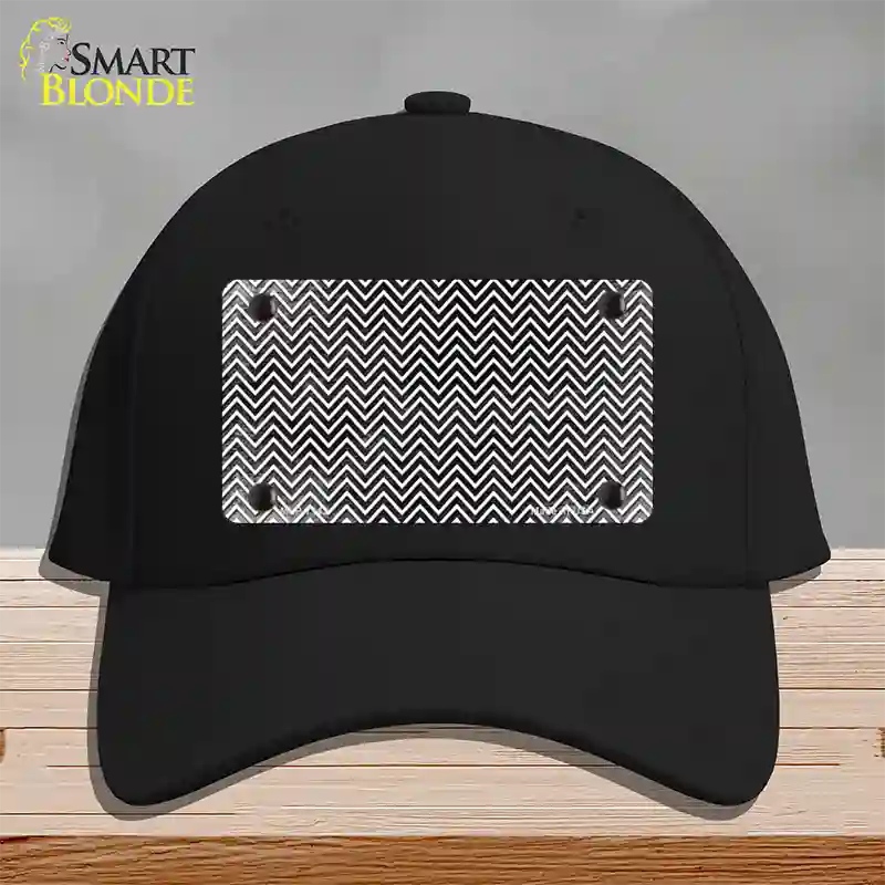 Black White Small Chevron Oil Rubbed Novelty License Plate Hat Cotton / Black