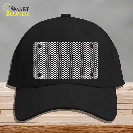 Black White Small Chevron Oil Rubbed Novelty License Plate Hat Cotton / Black