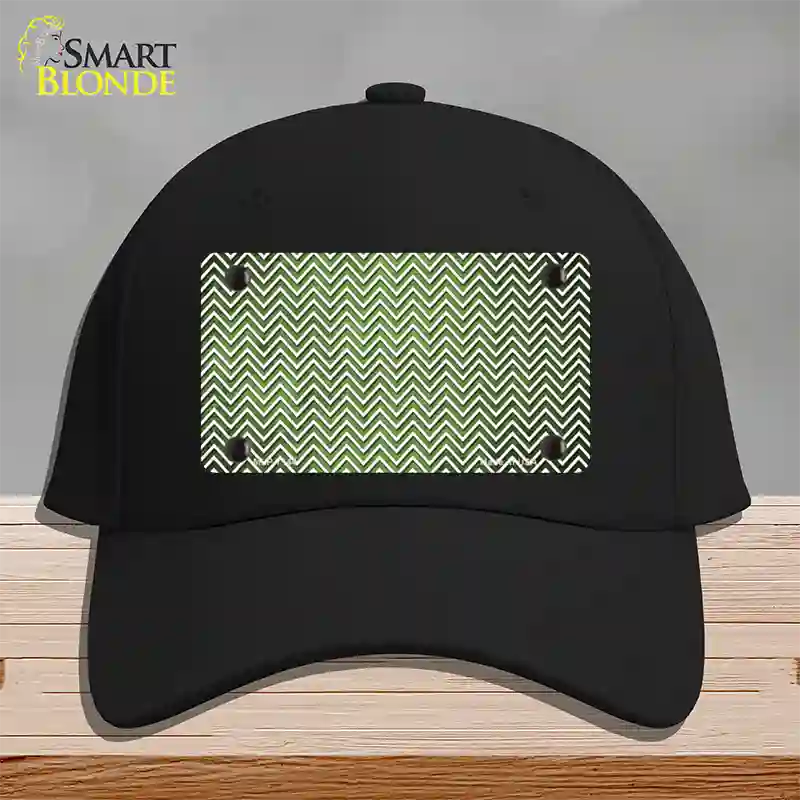 Lime Green White Small Chevron Oil Rubbed Novelty License Plate Hat Cotton / Black