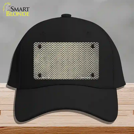 Gold White Small Chevron Oil Rubbed Novelty License Plate Hat Cotton / Black