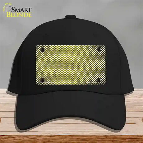 Yellow White Small Chevron Oil Rubbed Novelty License Plate Hat Cotton / Black