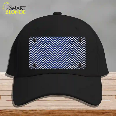 Blue White Small Chevron Oil Rubbed Novelty License Plate Hat Cotton / Black