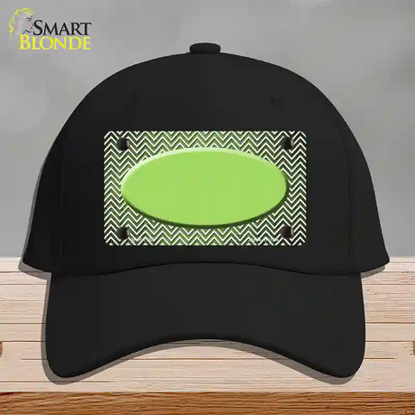 Lime Green White Small Chevron Oval Oil Rubbed Novelty License Plate Hat Cotton / Black