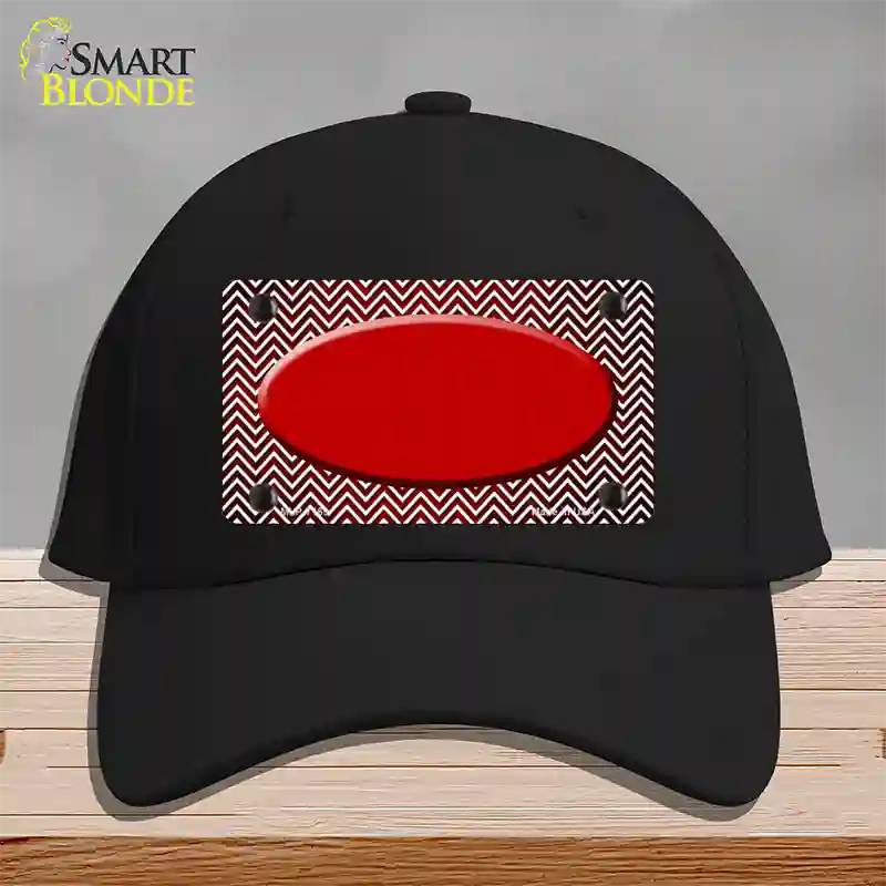 Red White Small Chevron Oval Oil Rubbed Novelty License Plate Hat Cotton / Black