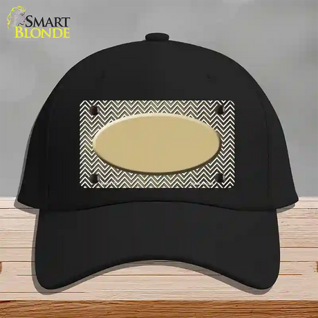 Gold White Small Chevron Oval Oil Rubbed Novelty License Plate Hat Cotton / Black