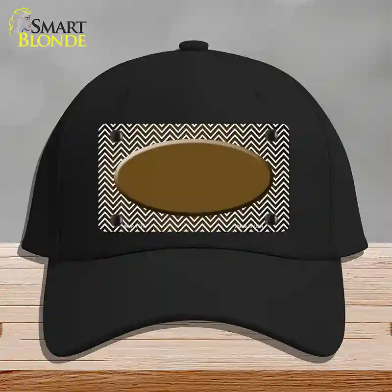 Brown White Small Chevron Oval Oil Rubbed Novelty License Plate Hat Cotton / Black