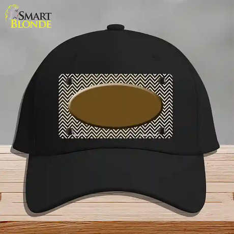 Brown White Small Chevron Oval Oil Rubbed Novelty License Plate Hat Cotton / Black