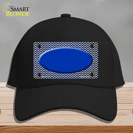 Blue White Small Chevron Oval Oil Rubbed Novelty License Plate Hat Cotton / Black