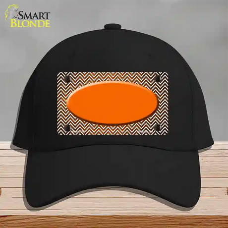 Orange White Small Chevron Oval Oil Rubbed Novelty License Plate Hat Cotton / Black