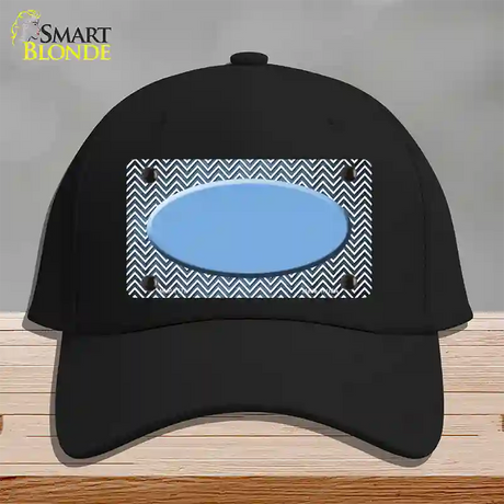 Light Blue White Small Chevron Oval Oil Rubbed Novelty License Plate Hat Cotton / Black