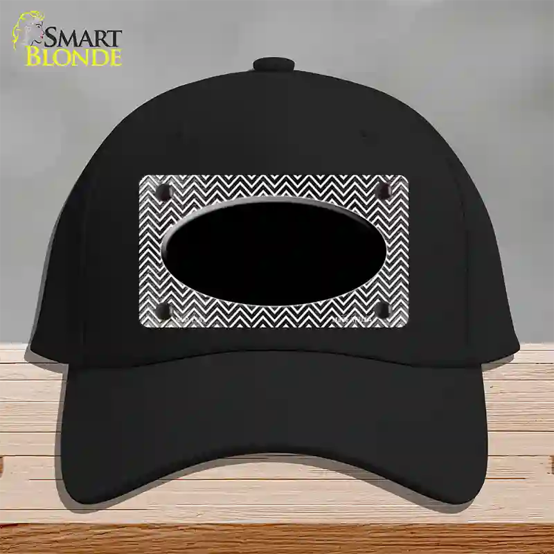 Black White Small Chevron Oval Oil Rubbed Novelty License Plate Hat Cotton / Black