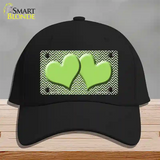 Lime Green White Small Chevron Hearts Oil Rubbed Novelty License Plate Hat Cotton / Black