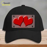 Red White Small Chevron Hearts Oil Rubbed Novelty License Plate Hat Cotton / Black