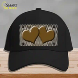 Brown White Small Chevron Hearts Oil Rubbed Novelty License Plate Hat Cotton / Black