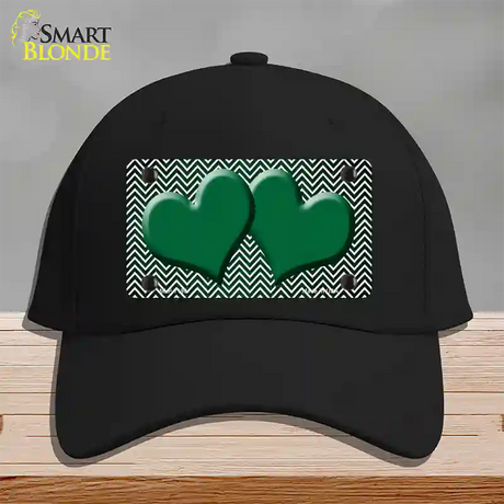 Green White Small Chevron Hearts Oil Rubbed Novelty License Plate Hat Cotton / Black