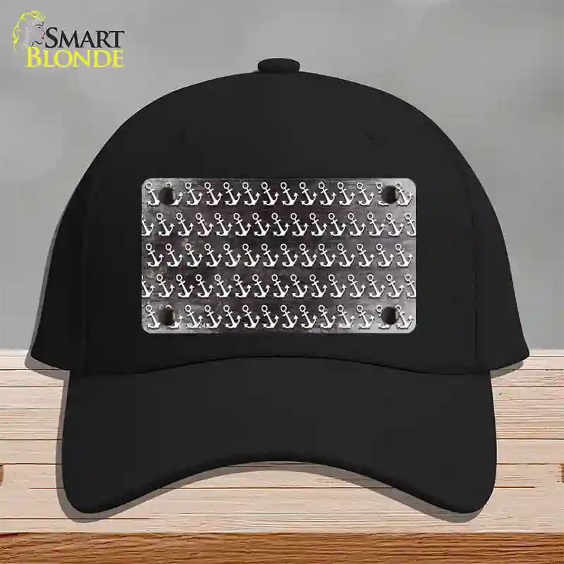 Black White Anchor Oil Rubbed Novelty License Plate Hat Cotton / Black