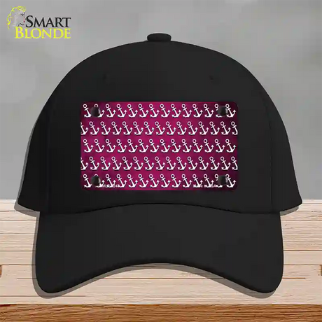 Pink White Anchor Oil Rubbed Novelty License Plate Hat Cotton / Black