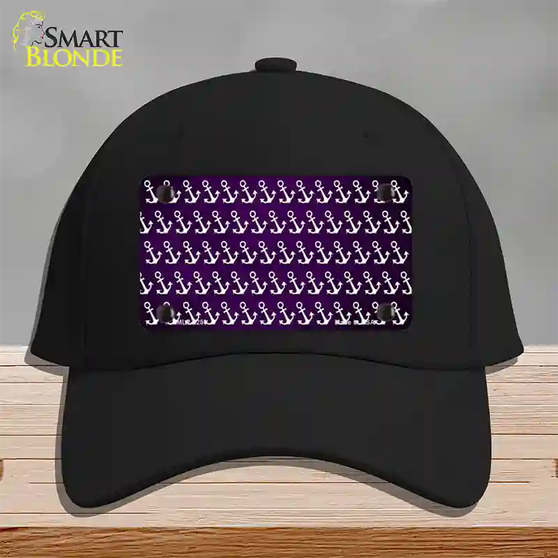 Purple White Anchor Oil Rubbed Novelty License Plate Hat Cotton / Black