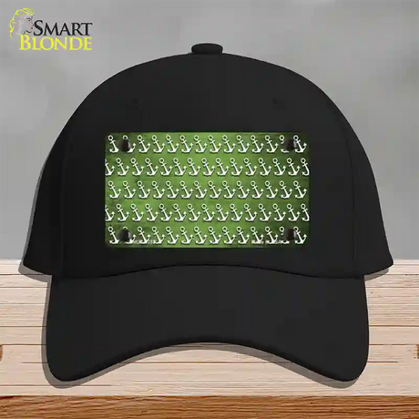 Lime Green White Anchor Oil Rubbed Novelty License Plate Hat Cotton / Black