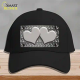 Gray White Anchor Hearts Oil Rubbed Novelty License Plate Hat Cotton / Black